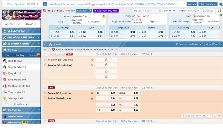 Bảng kèo cá cược bóng đá 8KBet hấp dẫn